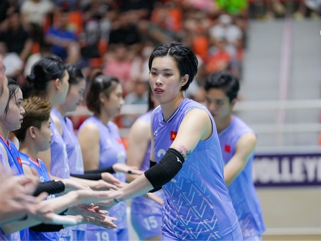 Tran Thi Thanh Thuy competes in the AVC Nations Cup 2025. (Photo: VNA)
