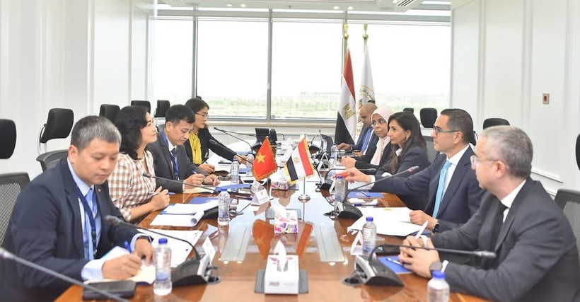 A meeting between the working delegation from Vietnam’s Ministry of Industry and Trade, and leaders of Egypt’s Investment and Foreign Trade Ministry. (Photo: Courtesy of the Ministry of Industry and Trade)