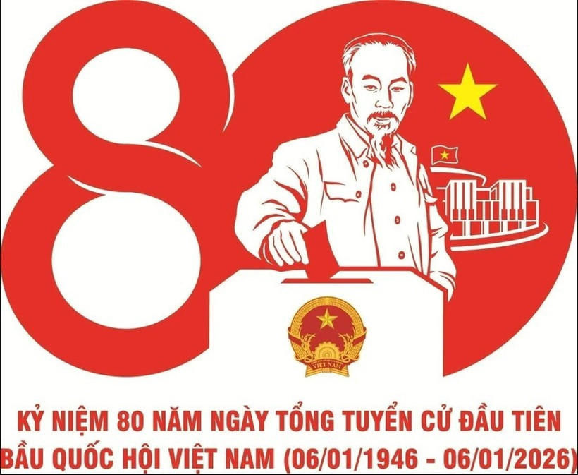 Official logo used in popularising the 80th anniversary of Vietnam's first General Election Day (January 6, 1946 - January 6, 2026) by author Ho Sy Khai from Dong Thap province (Photo: VNA)