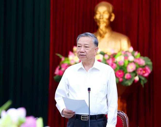 Party General Secretary To Lam speaks at the meeting with the Party Central Committee’s Organisation Commission on May 27. (Photo: VNA)