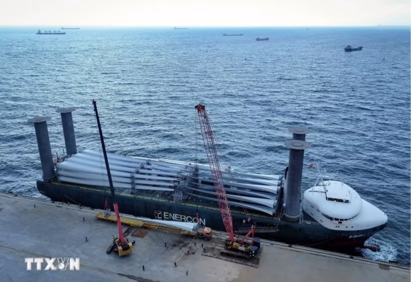 The German-flagged vessel ESHIP 1 docks at Trung Nam Ca Na International Seaport in Thuan Nam district, the south-central province of Ninh Thuan. (Photo: VNA)