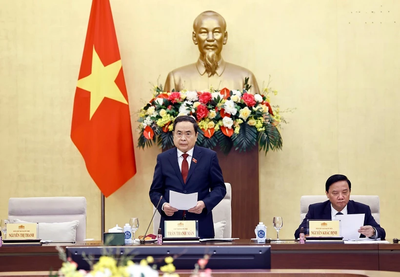 NA Chairman Tran Thanh Man speaks at the session on February 18. (Photo: VNA)