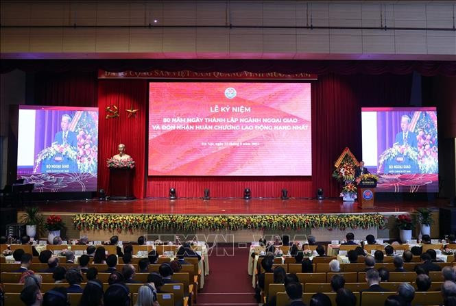 Party General Secretary To Lam addresses the ceremony to mark the diplomatic sector’s 80th founding anniversary (Photo: VNA)