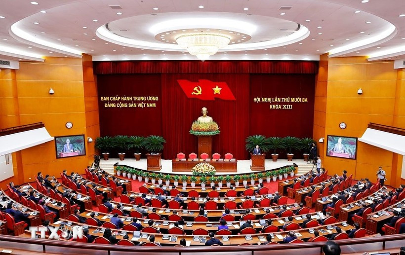 A view of the closing session of the Party Central Committee’s 13th meeting in Hanoi on October 8, 2025 (Photo: VNA)