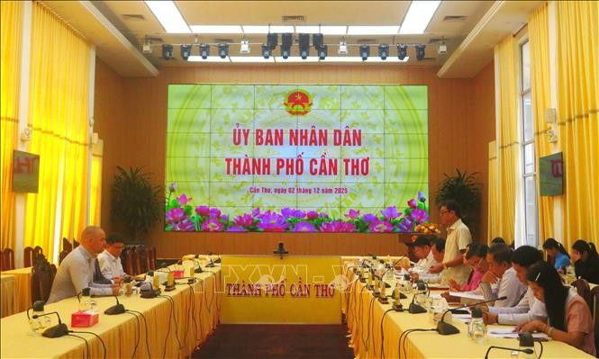 The working session between the Can Tho People's Committee and Australia’s La Trobe University on December 2. (Photo: VNA)