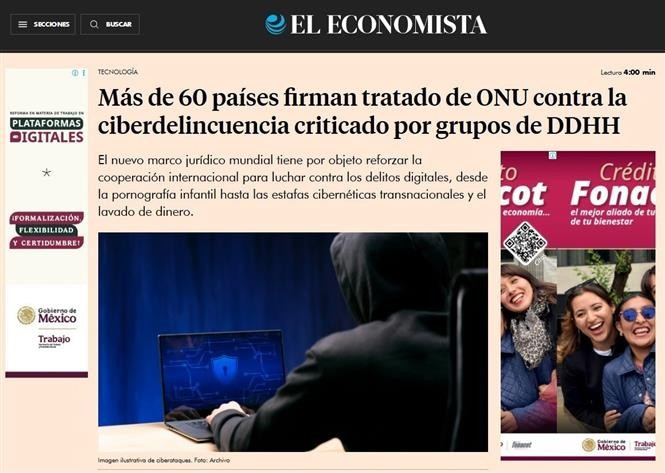 Mexico’s El Economista reports the signing of the Hanoi Convention. (Photo: screenshot)