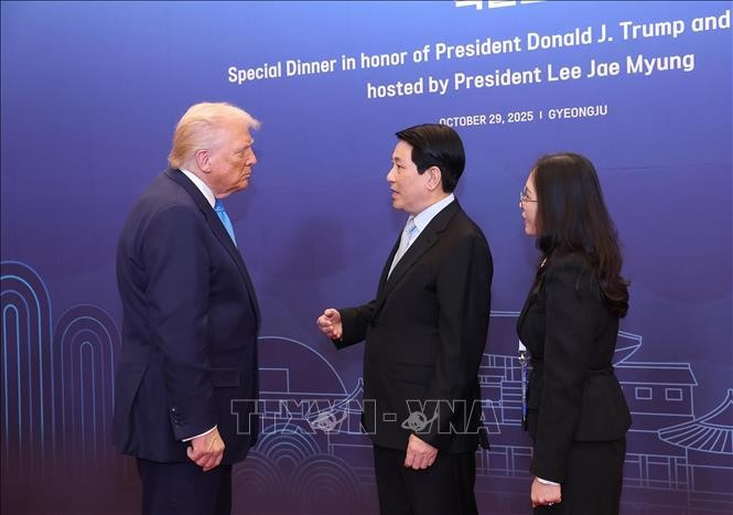 State President Luong Cuong (R) and US President Donald Trump (Photo: VNA)