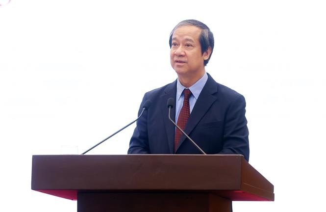 Minister of Education and Training Nguyen Kim Son speaks at a press conference on preparations for the first Congress of the Government’s Party Organisation for the 2025-2030 tenure (Photo: VNA)