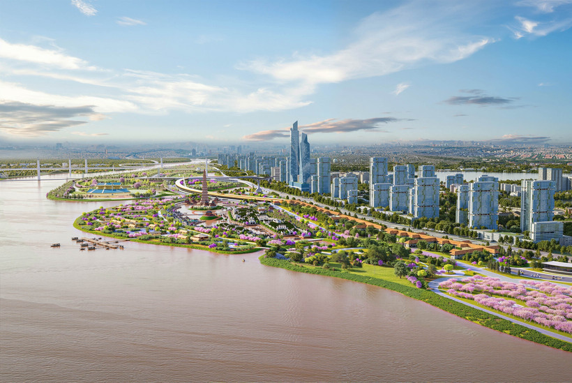 A perspective view of the Red River Landscape Boulevard project in Hanoi (Photo: VNA)