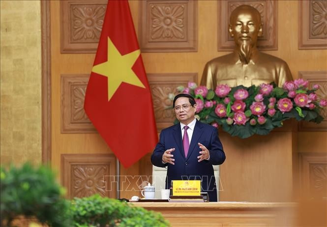 PM Pham Minh Chinh speaks at the reception (Photo: VNA)