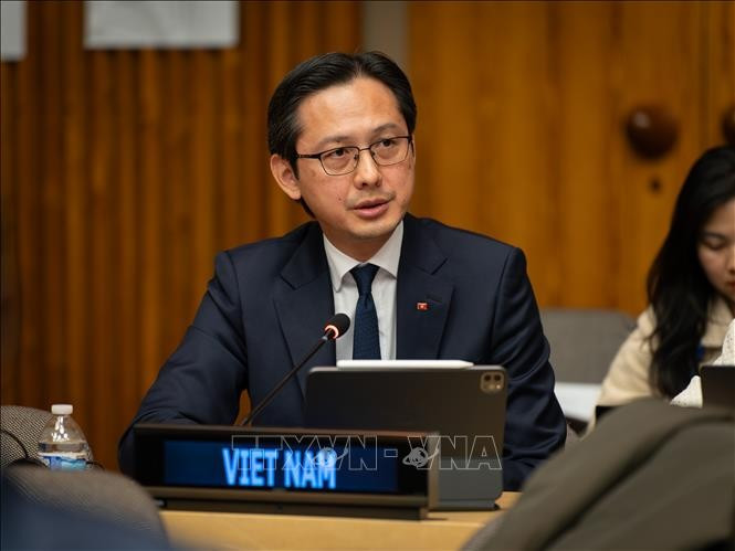 Ambassador Do Hung Viet, Permanent Representative of Vietnam to the UN, speaks at the event (Photo: VNA)