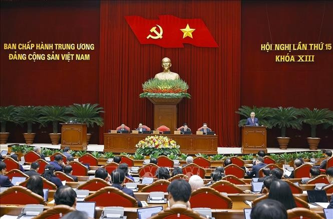 An overview of the 13th Party Central Committee's 15th meeting. (Photo: VNA)