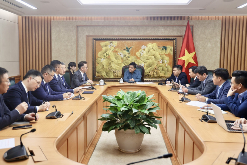 Deputy Prime Minister Nguyen Chi Dung receives the TCL Group delegation led by CEO Wang Cheng in Hanoi on October 14. (Photo: VNA)