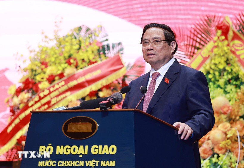 Prime Minister Pham Minh Chinh speaks at the patriotic emulation congress of the Ministry of Foreign Affairs on November 10, 2025. (Photo: VNA)