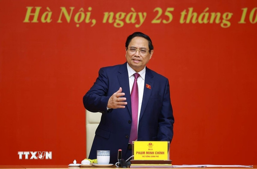 Prime Minister Pham Minh Chinh addresses the meeting. (Photo: VNA)