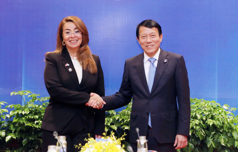 Minister of Public Security Gen. Luong Tam Quang (right) and Ghada Waly, UN Under Secretary-General and Executive Director of the UN Office on Drugs and Crime (UNODC), at their meeting on October 25 (Photo: VNA)