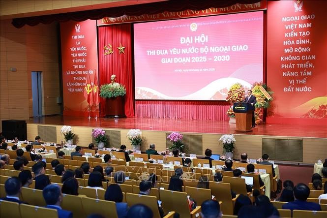 Prime Minister Pham Minh Chinh speaks at the Ministry of Foreign Affairs' Patriotic Emulation Congress for 2025-2030 (Photo: VNA)