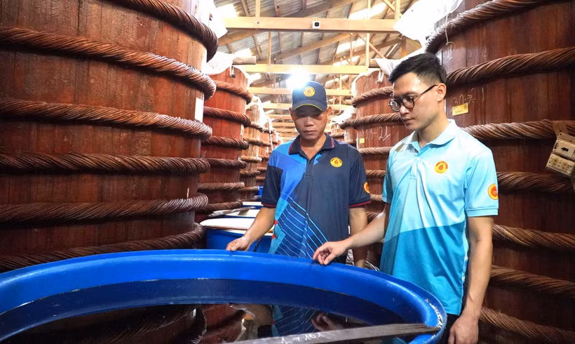 Huynh Khoa Phu Quoc fish sauce barrels (Photo: VNA) 