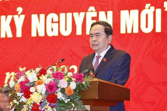 National Assembly Chairman Tran Thanh Man addressing the first-ever lawmaking forum in Hanoi on November 22 (Photo: VNA)