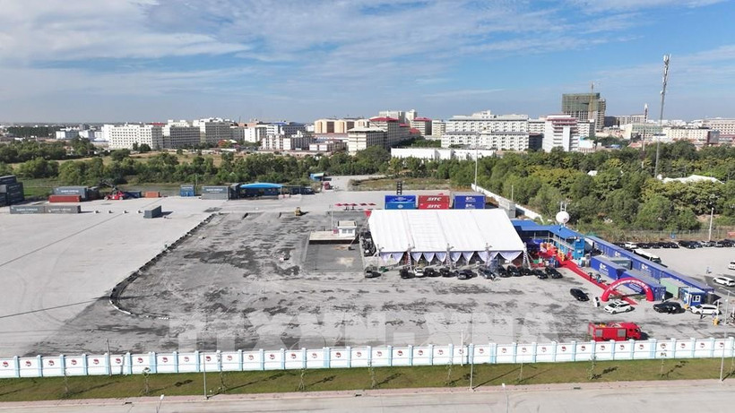 A panoramic view of Tan Cang – Moc Bai inland container depot (Phase 1) officially coming into operation. (Photo: VNA)