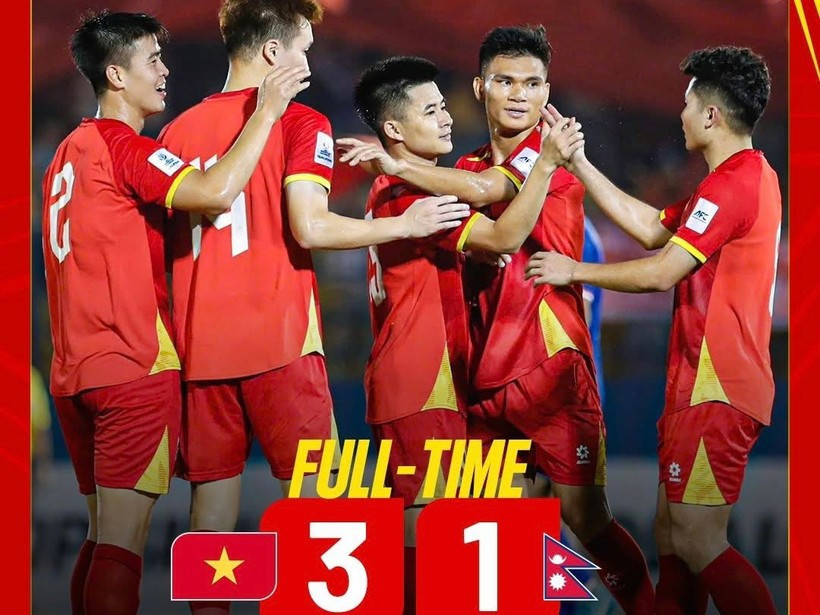 Vietnam secured a 3-1 victory over Nepal in their 2027 Asian Cup qualifying match on the evening of October 9. (Source: Vietnam Football Federation)