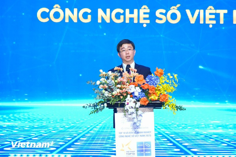 Deputy Minister of Science and Technology Bui Hoang Phuong emphasises that VINASA’s launch of the Vietnam Digital Technology Enterprise Map is a highly meaningful initiative. (Photo: VietnamPlus)