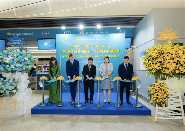 Vietnam Airlines inaugurates its HCM City–Copenhagen route at a ribbon-cutting ceremony attended by Nguyen Van Dung, Vice Chairman of the HCM City People’s Committee, and representatives of the Danish Embassy and the HCM City Department of Tourism. (Photo: Courtesy of the airline)