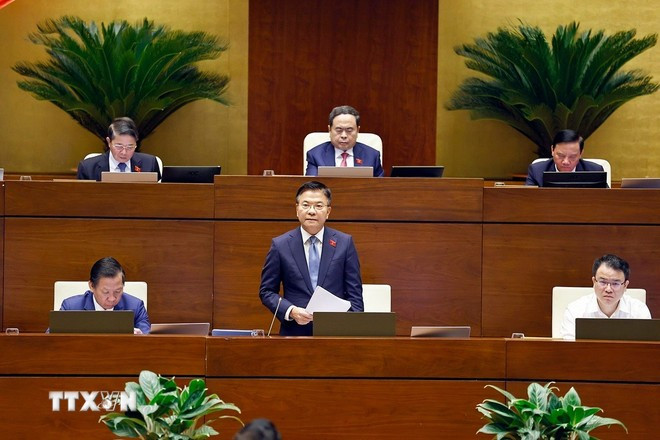 Deputy Prime Minister Le Thanh Long speaks at the 15th National Assembly's ongoing 10th session (Photo: VNA)