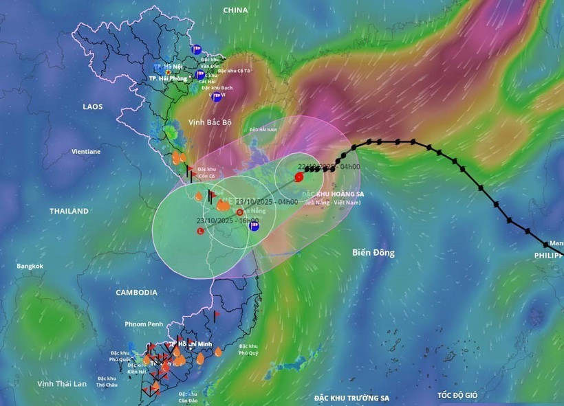 Storm Fengshen's moving direction as of 7 am on October 22 (Photo published by VNA)