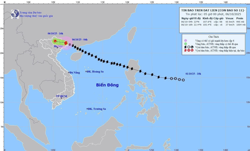 The projected path of Typhoon Matmo. (Photo: National Centre for Hydro-Meteorological Forecasting)