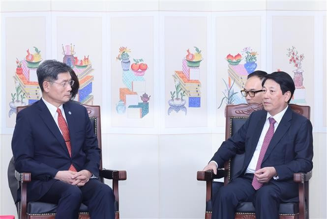 State President Luong Cuong (R) receives Kim Ghee-whan, President of the Korea Foundation (KF), on November 1. (Photo: VNA)