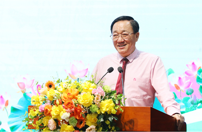 General Director of the Vietnam Bank for Social Policies, Duong Quyet Thang presides over the conference. (Photo: Vietnam+)
