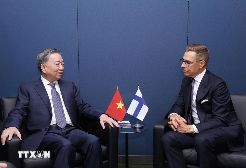 Party General Secretary and State President To Lam meets Finnish President Alexander Stubb on September 24, 2024. (Photo: VNA)