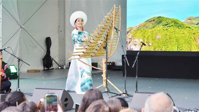 A performance of T’rung bamboo xylophone conveys the vitality of Vietnam’s Central Highlands region (Photo: VNA)