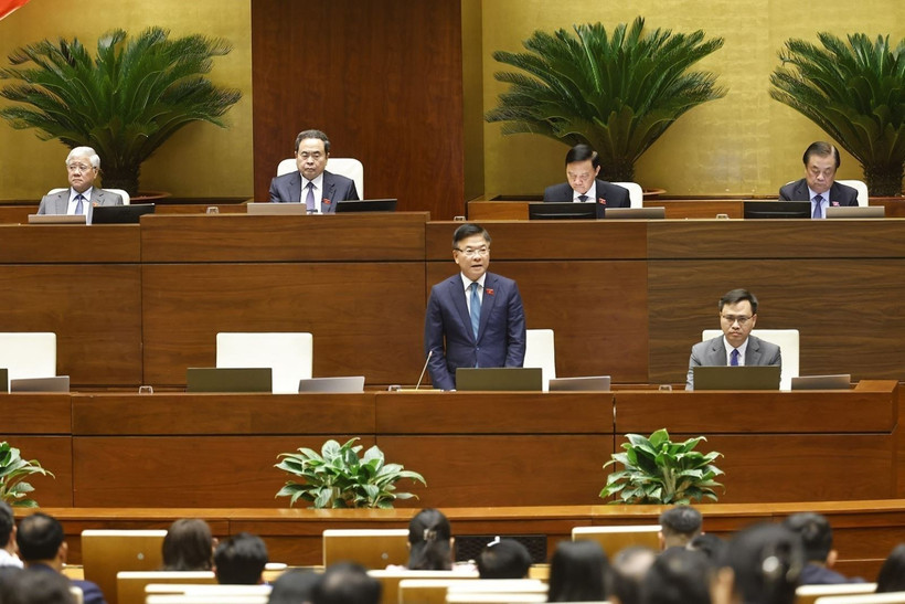 Deputy Prime Minister Le Thanh Long speaks at the NA sitting on December 2 afternoon. (Photo: VNA) 