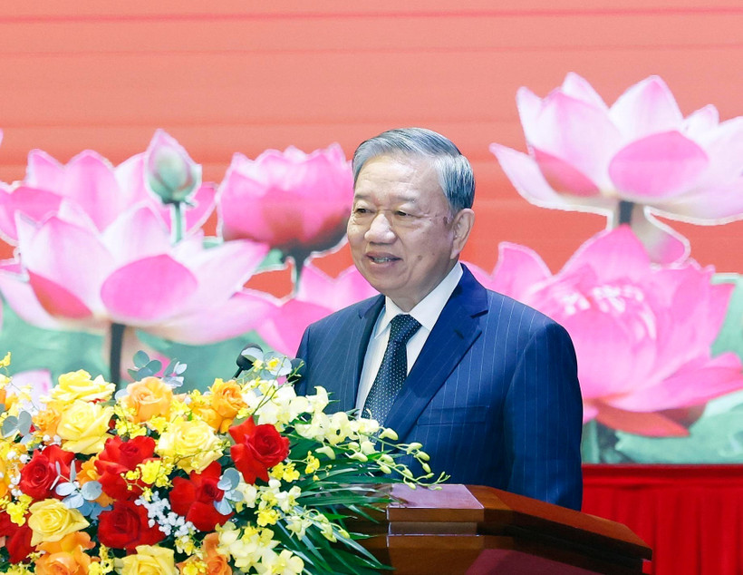 Party General Secretary To Lam speaks at the conference in Hanoi on December 30 to review the Ho Chi Minh National Academy of Politics (HCMA)’s activities in 2025 and outline its tasks for 2026 (Photo: VNA)