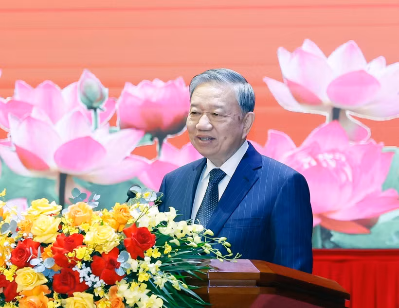 Party General Secretary To Lam speaks at the conference in Hanoi on December 30 to review the Ho Chi Minh National Academy of Politics (HCMA)’s activities in 2025 and outline its tasks for 2026 (Photo: VNA)