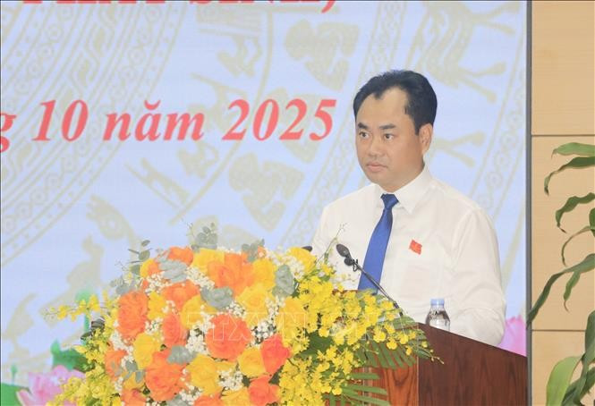 Secretary of the Lao Cai provincial Party Committee and Chairman of the provincial People’s Council Trinh Viet Hung delivers a closing speech (Photo: VNA