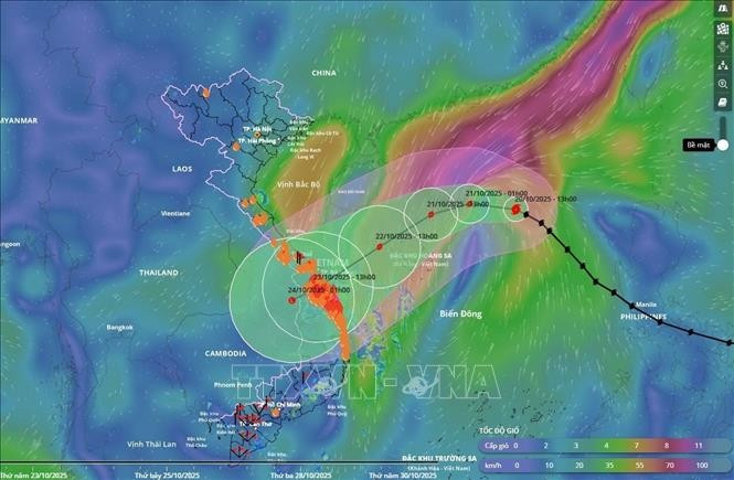 The moving direction of Typhoon Fengshen (Photo published by VNA)