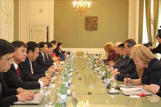 The meeting between the delegation from the Ho Chi Minh National Academy of Politics and the Czech Senate. (Photo: VNA)