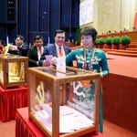 Delegates cast ballots to elect the 14th-term Party Central Committee. Photo: VNA