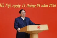 Politburo member, Secretary of the Government’s Party Committee, Prime Minister Pham Minh Chinh speaks at the conference. (Photo: VNA)