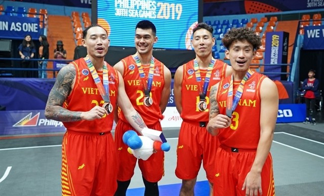 The Fantastic Four: From left to right Tam Dinh, Chris Dierker, Justin Young and Tran Dang Khoa will be competed in FIBA 3x3 Asia Cup 2025, which will take place in Singapore from March 26 to 30. — (Photo webthethao.vn)