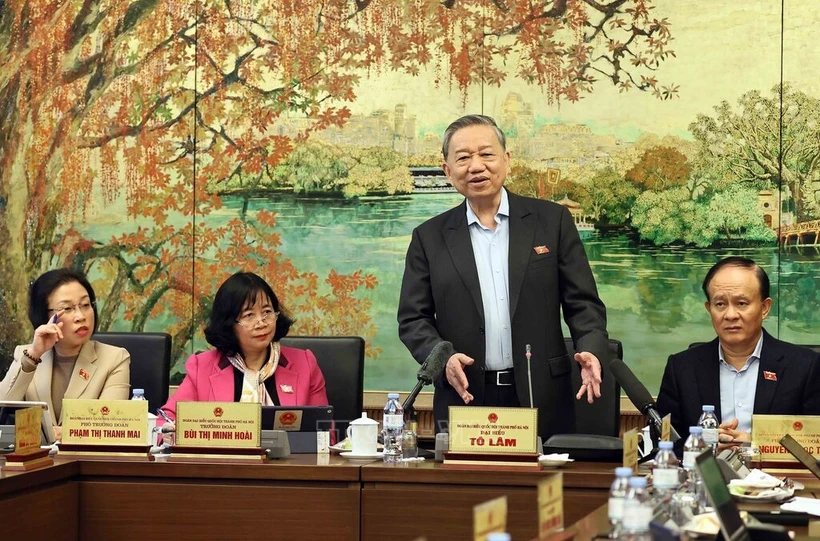 Party General Secretary To Lam speaks in a group discussion as part of the National Assembly’s 9th extraordinary session on February 15 morning. (Photo: VNA)