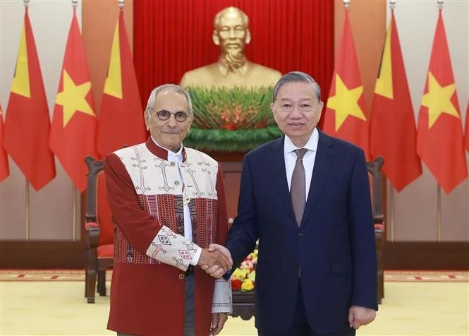 Party General Secretary To Lam (R) receives Timor-Leste President Jose Ramos-Horta in Hanoi on February 25. (Photo: VNA)