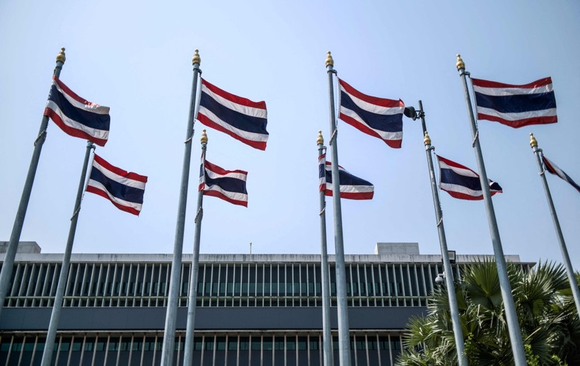 Thailand national flags on the side of the Thai Parliament complex in Bangkok. (Photo: AFP) 
