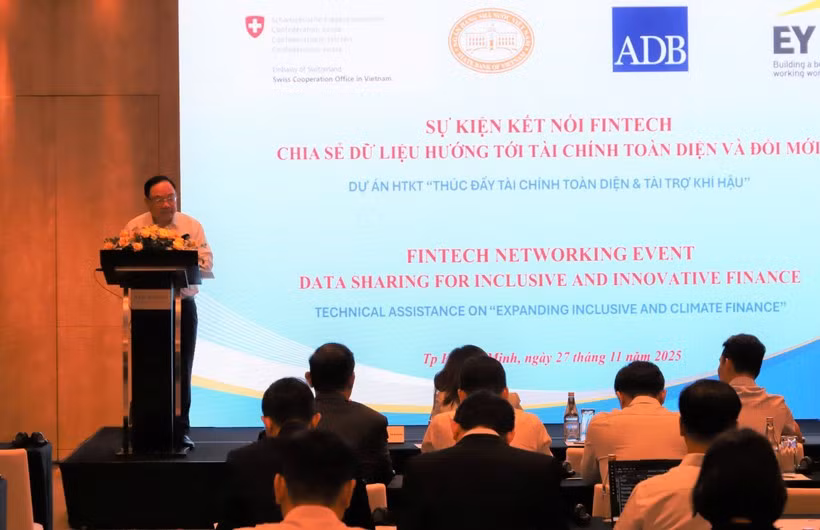 Pham Anh Tuan, Director General of the SBV’s Payment Department speaks at the event (Photo: VietnamPlus)