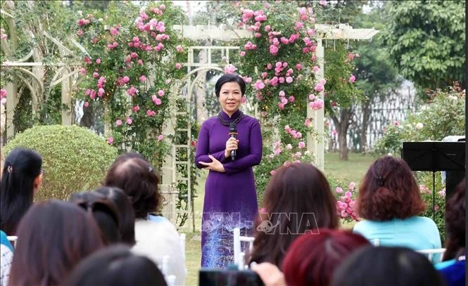 Ngo Phuong Ly, spouse of Party General Secretary To Lam, speaks at the gathering. (Photo: VNA)