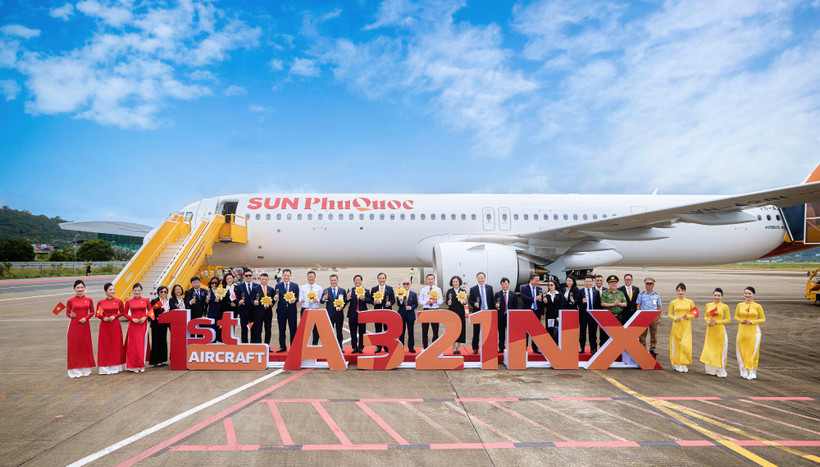 The welcome ceremony for the first aircraft of Sun Phu QuocAirways at Phu Quoc International Airport (Photo: Sun Group) 