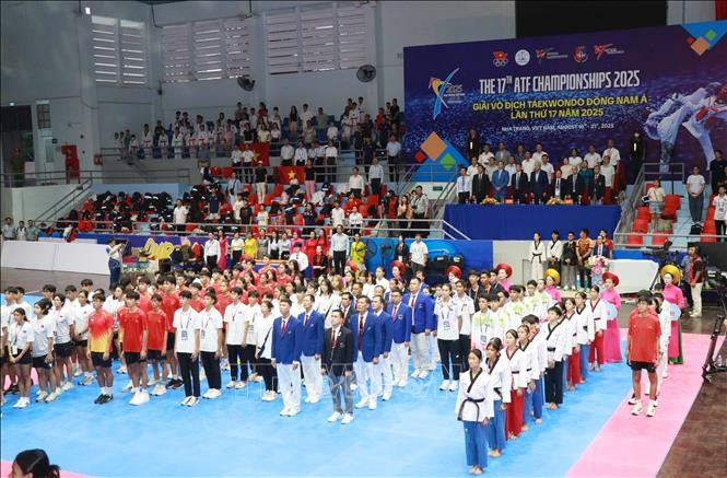 The opening ceremony of the 17th Southeast Asian Taekwondo Championships and Junior Championships. (Photo: VNA)